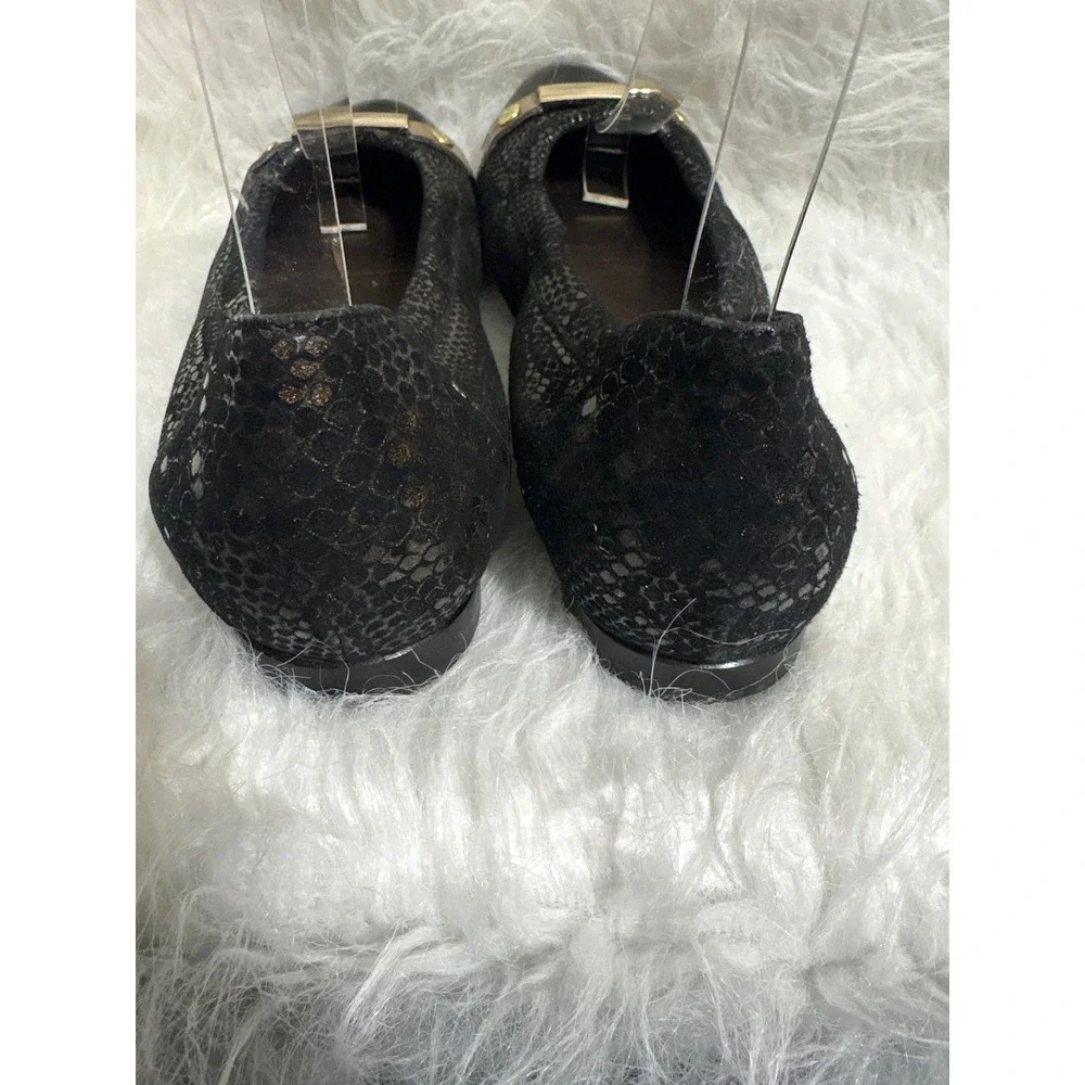 AGL Attilio Giusti Leombruni Black Snakeskin Patent Cap Toe Ballet Flats 38.5 EU